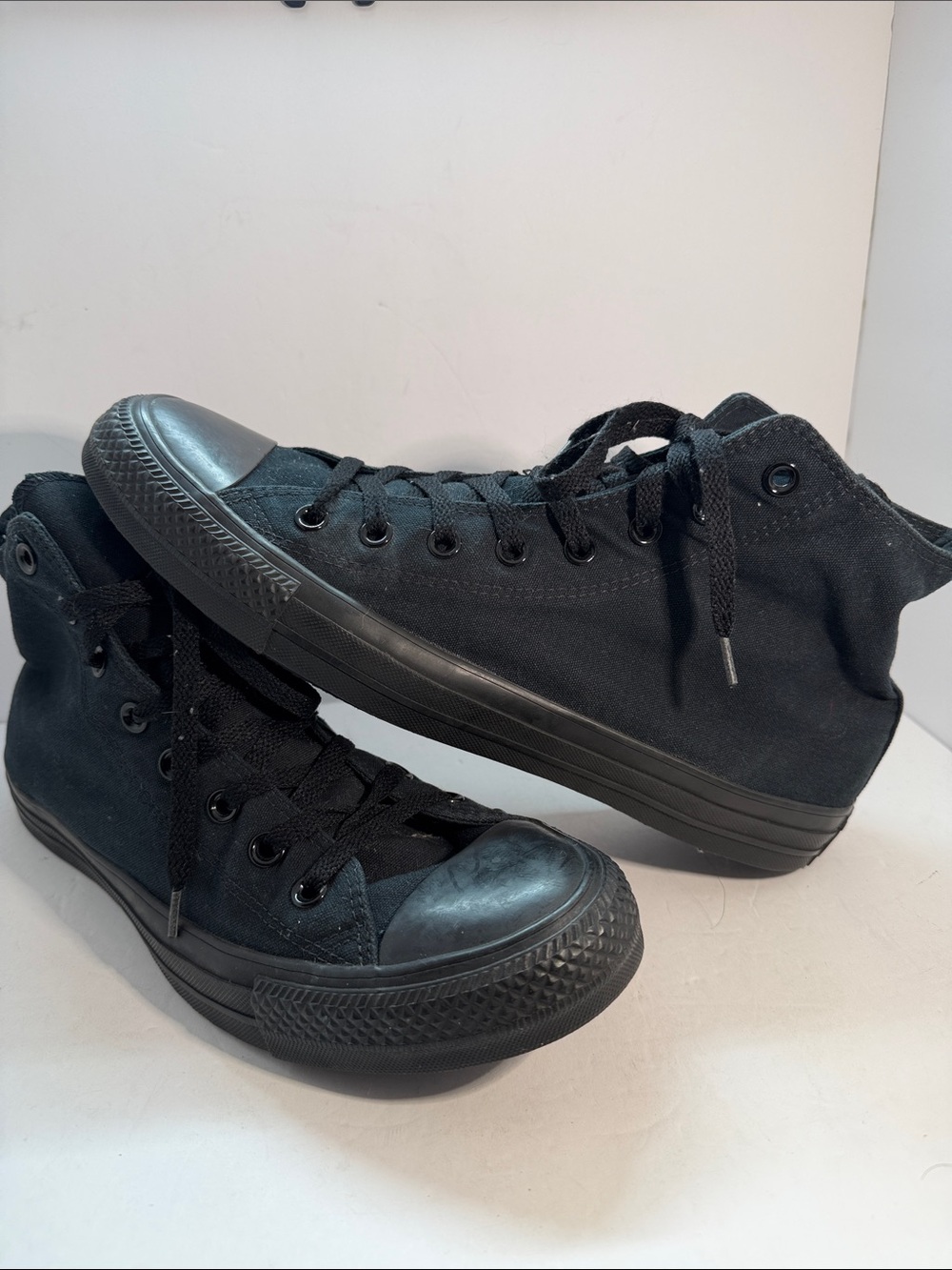All-Black High-Top Athletic Canvas Sneakers
